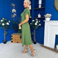 Chloe Gathered Detail Midi Dress Green