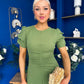 Chloe Gathered Detail Midi Dress Green