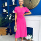 Chloe Gathered Detail Midi Dress Pink