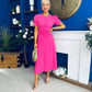 Chloe Gathered Detail Midi Dress Pink