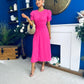 Chloe Gathered Detail Midi Dress Pink