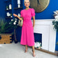Chloe Gathered Detail Midi Dress Pink