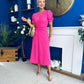 Chloe Gathered Detail Midi Dress Pink
