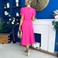 Chloe Gathered Detail Midi Dress Pink
