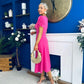 Chloe Gathered Detail Midi Dress Pink