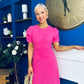 Chloe Gathered Detail Midi Dress Pink