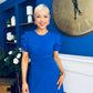 Chloe Gathered Detail Midi Dress Cobalt