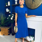 Chloe Gathered Detail Midi Dress Cobalt