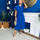 Chloe Gathered Detail Midi Dress Cobalt