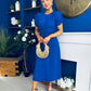 Chloe Gathered Detail Midi Dress Cobalt