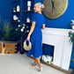 Chloe Gathered Detail Midi Dress Cobalt