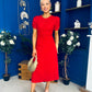 Chloe Gathered Detail Midi Dress Red