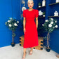 Chloe Gathered Detail Midi Dress Red