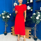 Chloe Gathered Detail Midi Dress Red