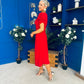 Chloe Gathered Detail Midi Dress Red