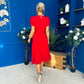 Chloe Gathered Detail Midi Dress Red