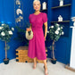 Chloe Gathered Detail Midi Dress Berry