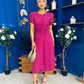 Chloe Gathered Detail Midi Dress Berry