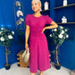 Chloe Gathered Detail Midi Dress Berry