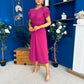 Chloe Gathered Detail Midi Dress Berry