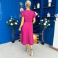 Chloe Gathered Detail Midi Dress Berry