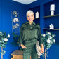Gracie Satin Pinstripe Top & Trouser Set Green