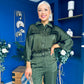 Gracie Satin Pinstripe Top & Trouser Set Green