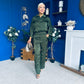 Gracie Satin Pinstripe Top & Trouser Set Green