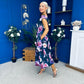 Breffy Asymmetric Neckline Skater Midi Floral Navy