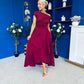 Florie Frill Wrap Maxi Dress Wine