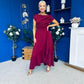 Florie Frill Wrap Maxi Dress Wine