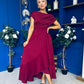 Florie Frill Wrap Maxi Dress Wine