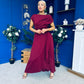 Florie Frill Wrap Maxi Dress Wine
