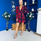 Jules Long Puff Sleeve Mini Dress Abstract Black