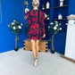 Jules Long Puff Sleeve Mini Dress Abstract Black