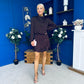 Riana High Neck Long Sleeve Mini Dress Pink Polka Burgundy