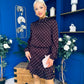 Riana High Neck Long Sleeve Mini Dress Pink Polka Burgundy