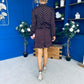Riana High Neck Long Sleeve Mini Dress Pink Polka Burgundy