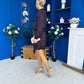 Riana High Neck Long Sleeve Mini Dress Pink Polka Burgundy