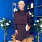 Riana High Neck Long Sleeve Mini Dress Pink Polka Burgundy
