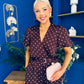 Lyla Belted Culotte Jumpsuit Pink Polka Burgundy