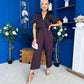 Lyla Belted Culotte Jumpsuit Pink Polka Burgundy