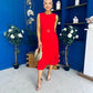Doireann Pleat Detail Midi Dress Red