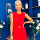 Doireann Pleat Detail Midi Dress Red