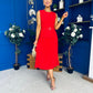 Doireann Pleat Detail Midi Dress Red