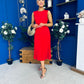 Doireann Pleat Detail Midi Dress Red