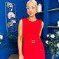 Doireann Pleat Detail Midi Dress Red