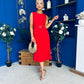 Doireann Pleat Detail Midi Dress Red