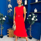 Doireann Pleat Detail Midi Dress Red