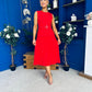Doireann Pleat Detail Midi Dress Red